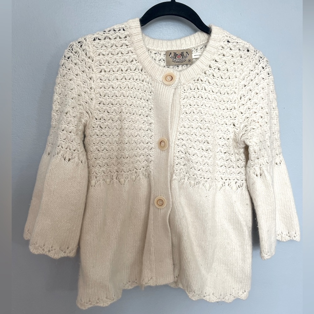 Juicy Couture White Button Up Cardigan